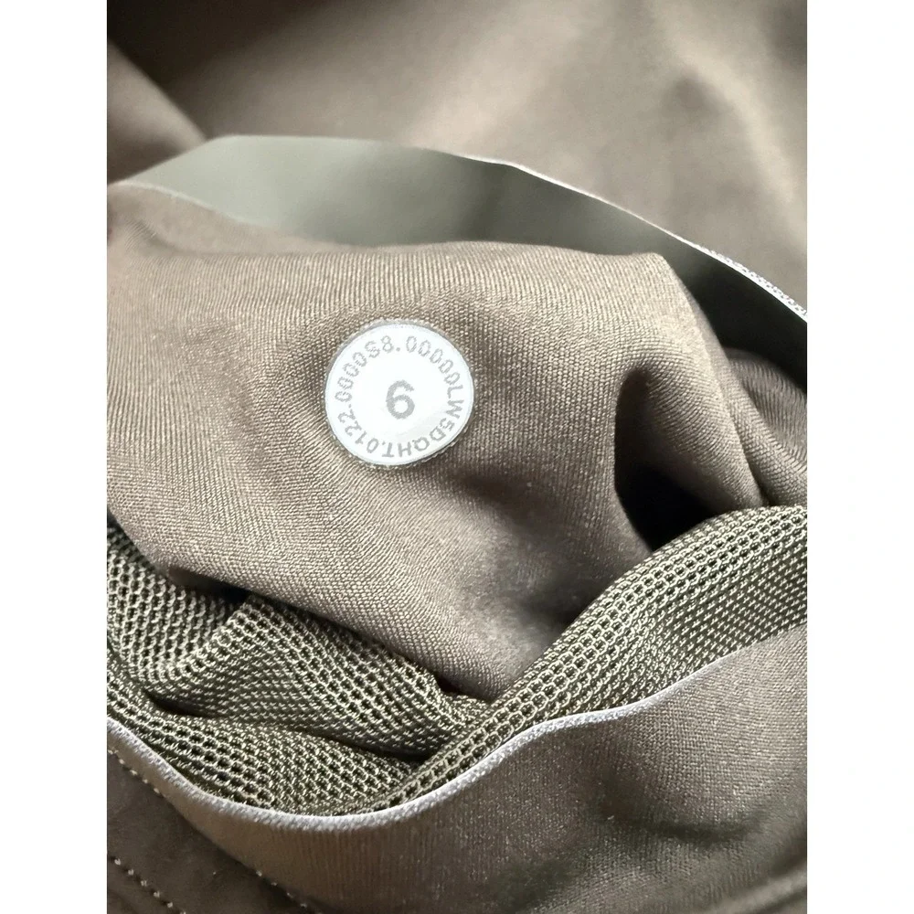 Lululemon High-Rise‎ Tight Olive Green Leggings Size 6 Raw Hem Yoga Full Length